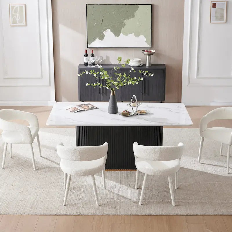Modern Fort Boucle Upholstered Dining Chair (Set of 6)