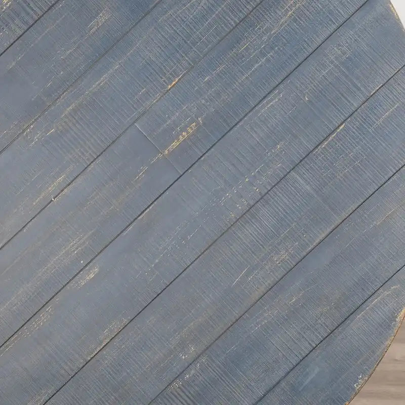 54-Inch Round Planked Ocean Blue Mahogany Wood Dining Table