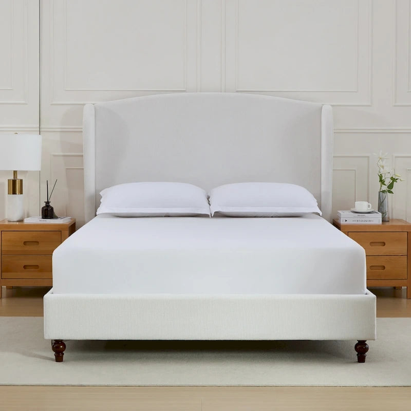 Upholstered Wingback Platform Bed with Headboard