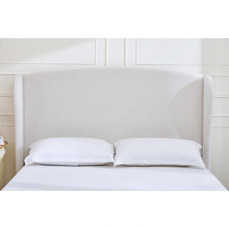 Upholstered Wingback Platform Bed with Headboard