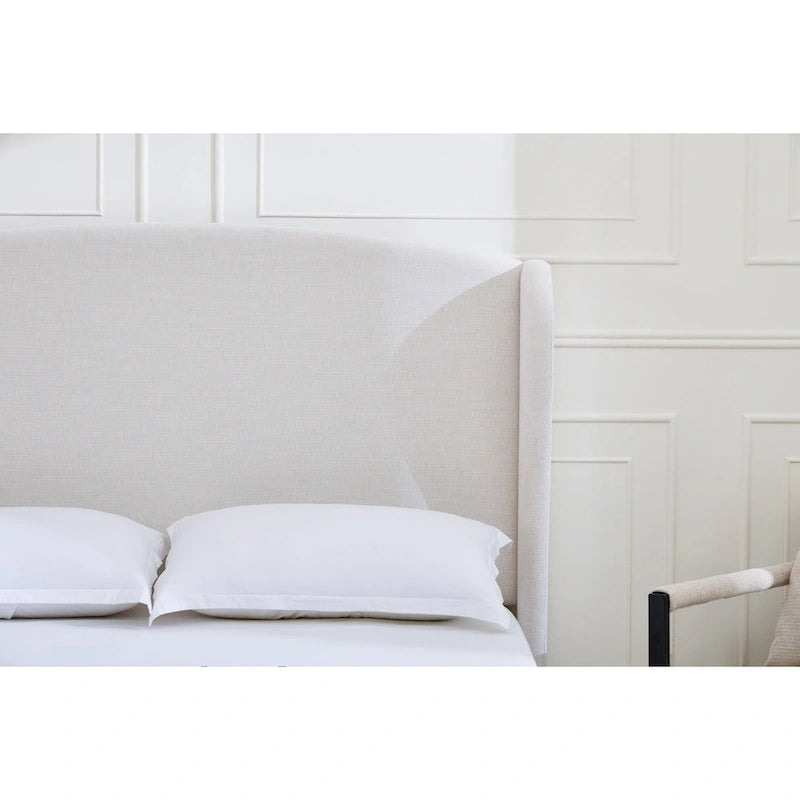 Upholstered Wingback Platform Bed with Headboard