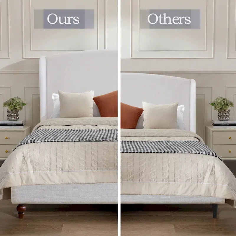 Upholstered Wingback Platform Bed with Headboard