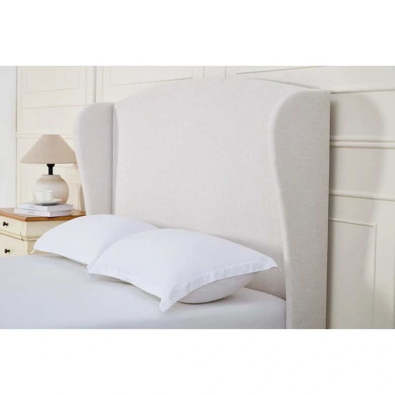 Upholstered Wingback Platform Bed with Headboard
