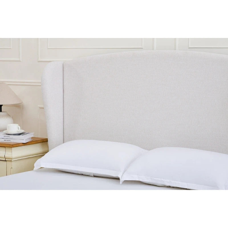 Upholstered Wingback Platform Bed with Headboard