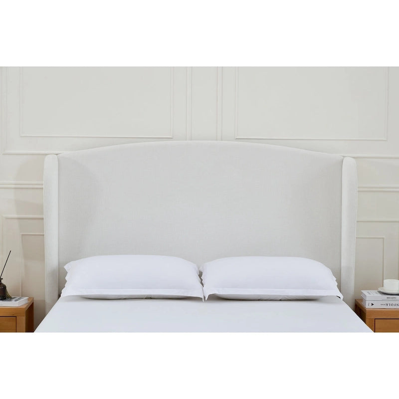 Upholstered Wingback Platform Bed with Headboard