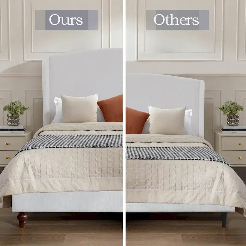 Upholstered Wingback Platform Bed with Headboard