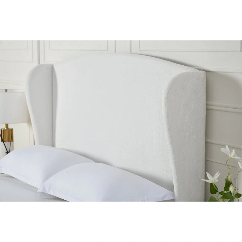 Upholstered Wingback Platform Bed with Headboard