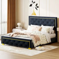 Queen Size Upholstered Platform Bed with Tufted Headboard and Metal Frame
