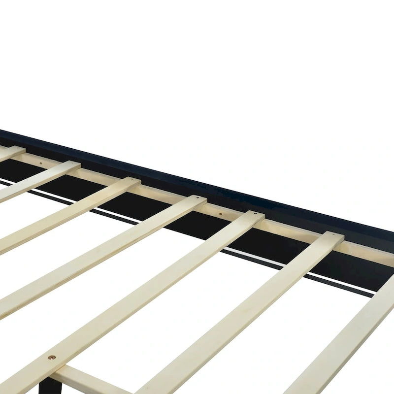 Queen Size Upholstered Platform Bed with Tufted Headboard and Metal Frame