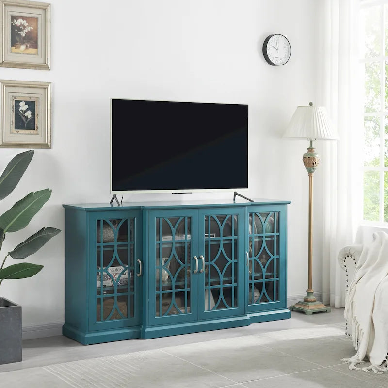 Modern 62" TV Stand with Large Top & 6 Shelves