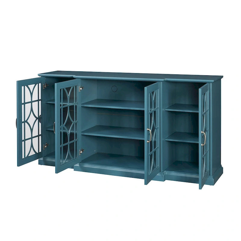 Modern 62" TV Stand with Large Top & 6 Shelves
