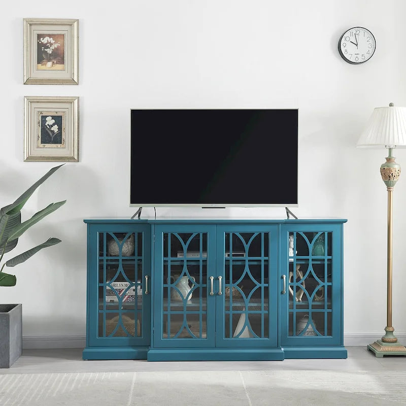 Modern 62" TV Stand with Large Top & 6 Shelves