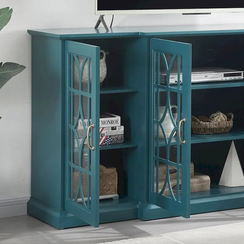 Modern 62" TV Stand with Large Top & 6 Shelves