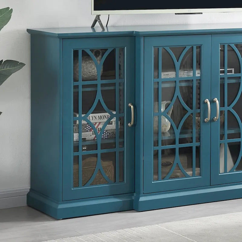 Modern 62" TV Stand with Large Top & 6 Shelves