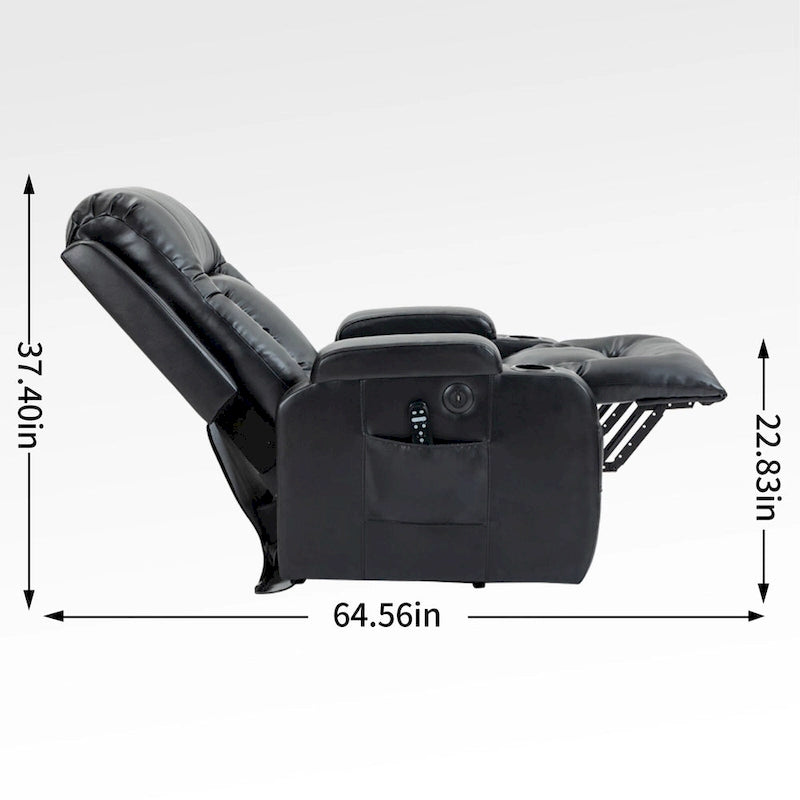 Elderly-Friendly Power Lift Recliner with Vibration Massage, Lumbar Heating, USB Port & Cup Holders