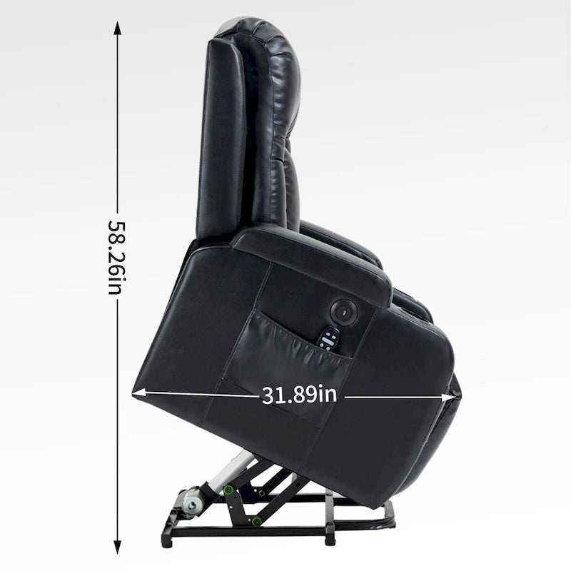 Elderly-Friendly Power Lift Recliner with Vibration Massage, Lumbar Heating, USB Port & Cup Holders