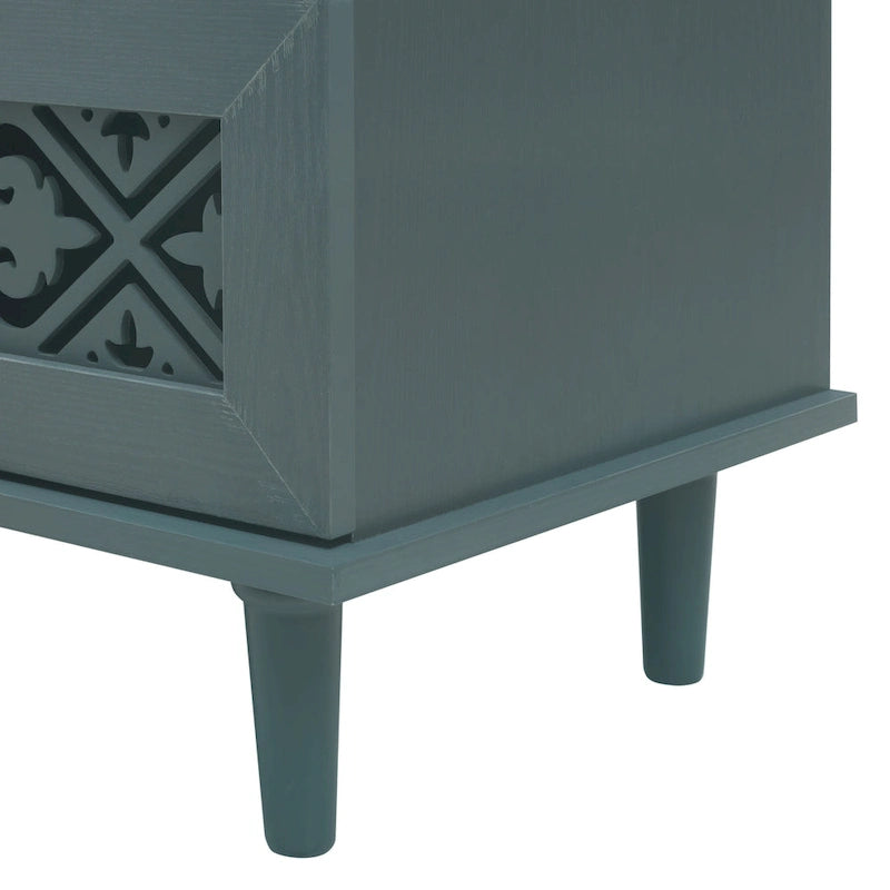 Retro Style 7-Drawer Horizontal Dresser with Carved Panel and Metal Handle