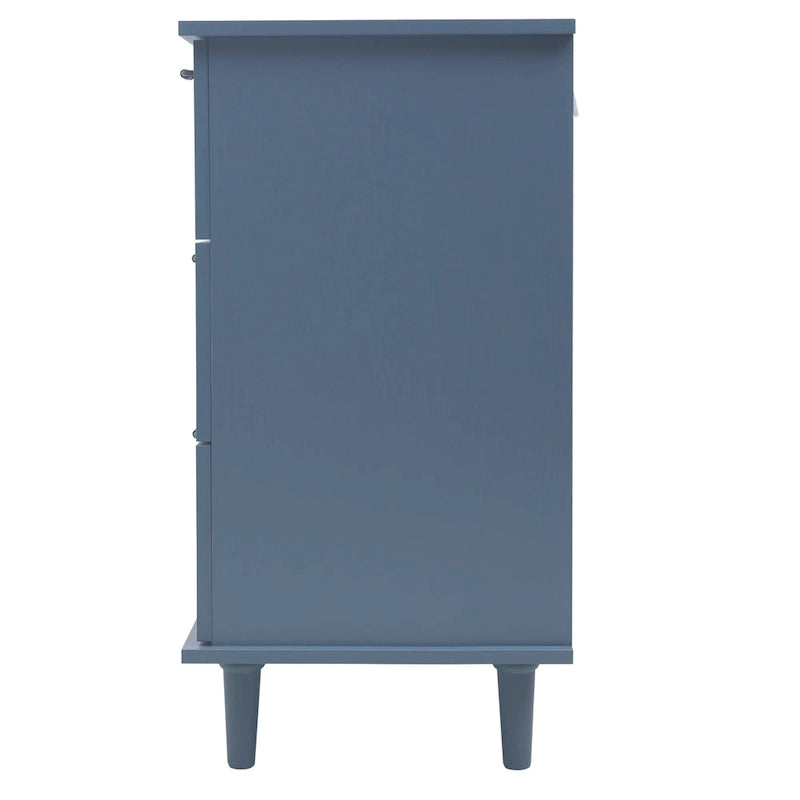 Retro Style 7-Drawer Horizontal Dresser with Carved Panel and Metal Handle