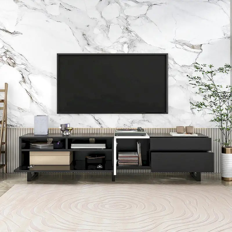 Modern TV Stand Media Console For 80 inch TV With Double Storage Space
