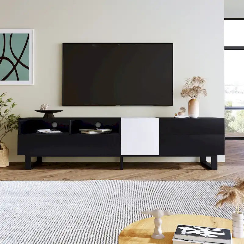 Modern TV Stand Media Console For 80 inch TV With Double Storage Space