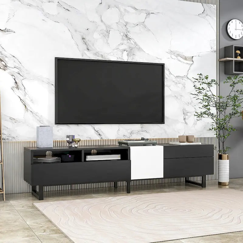 Modern TV Stand Media Console For 80 inch TV With Double Storage Space