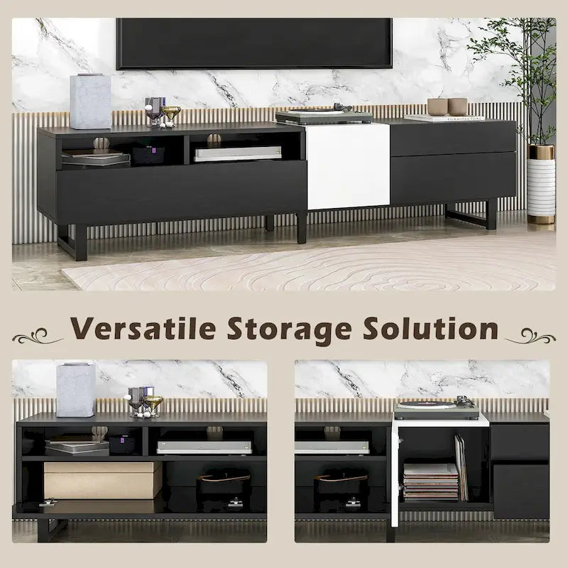 Modern TV Stand Media Console For 80 inch TV With Double Storage Space
