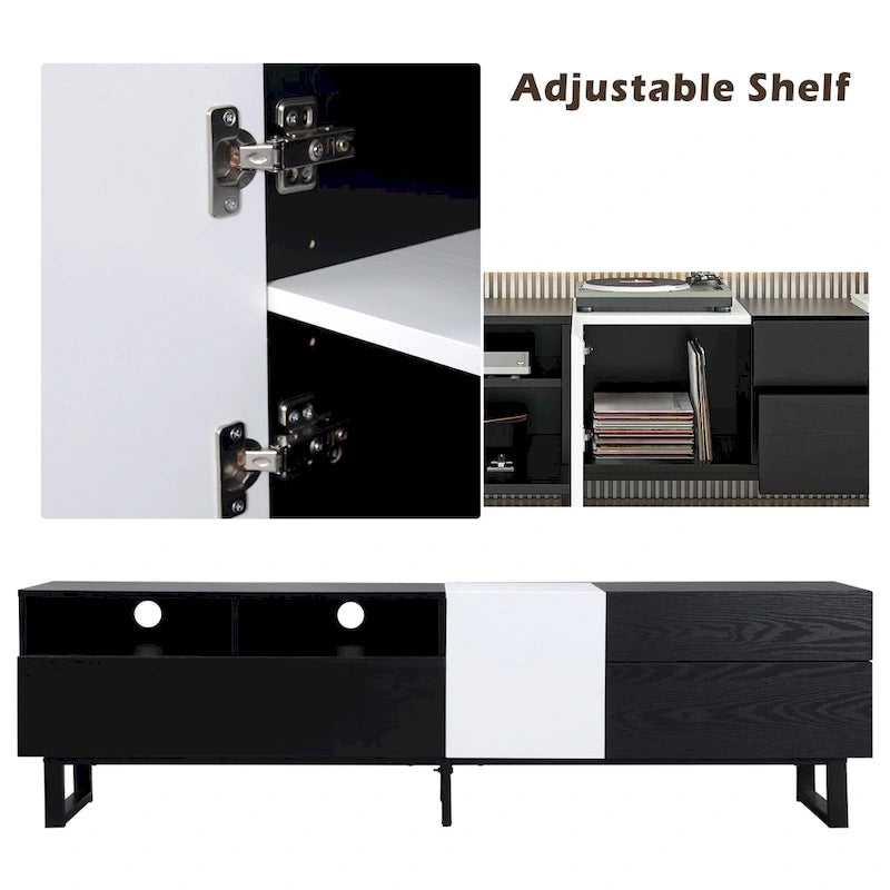 Modern TV Stand Media Console For 80 inch TV With Double Storage Space