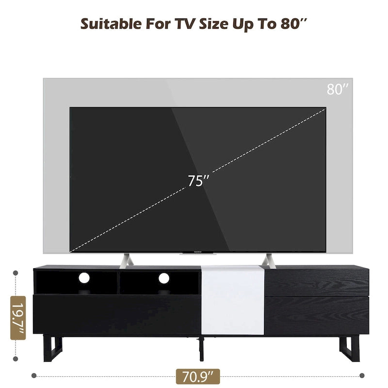 Modern TV Stand Media Console For 80 inch TV With Double Storage Space