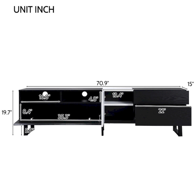 Modern TV Stand Media Console For 80 inch TV With Double Storage Space