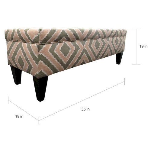 10-Button Tufted Storage Bench with Fabric Upholstery