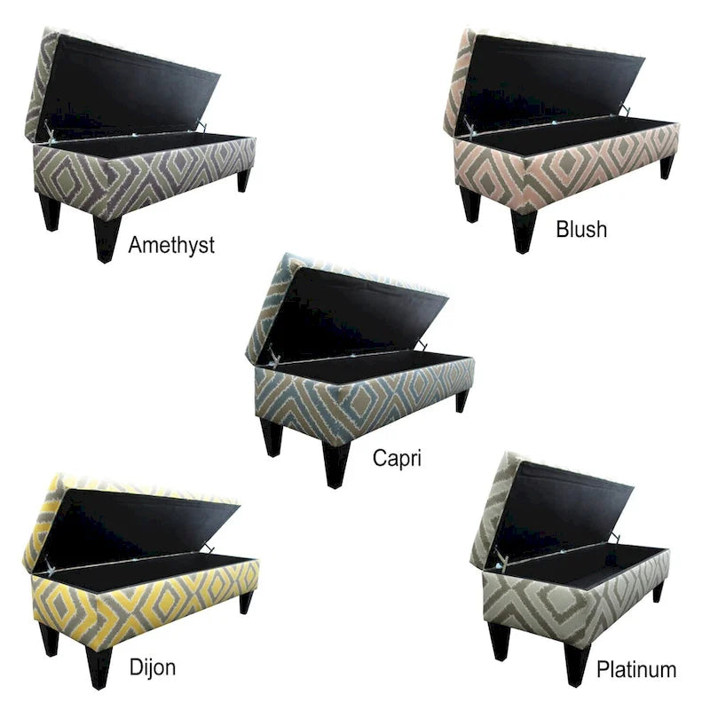 10-Button Tufted Storage Bench with Fabric Upholstery