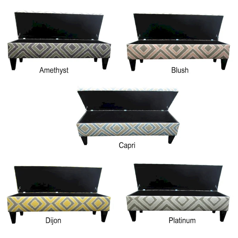 10-Button Tufted Storage Bench with Fabric Upholstery