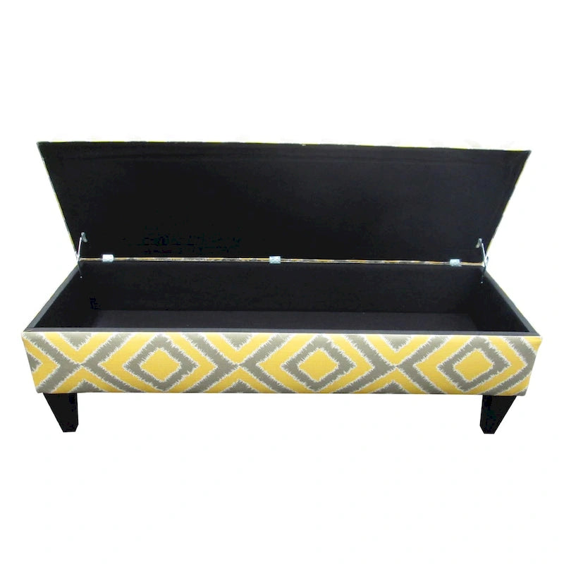 10-Button Tufted Storage Bench with Fabric Upholstery