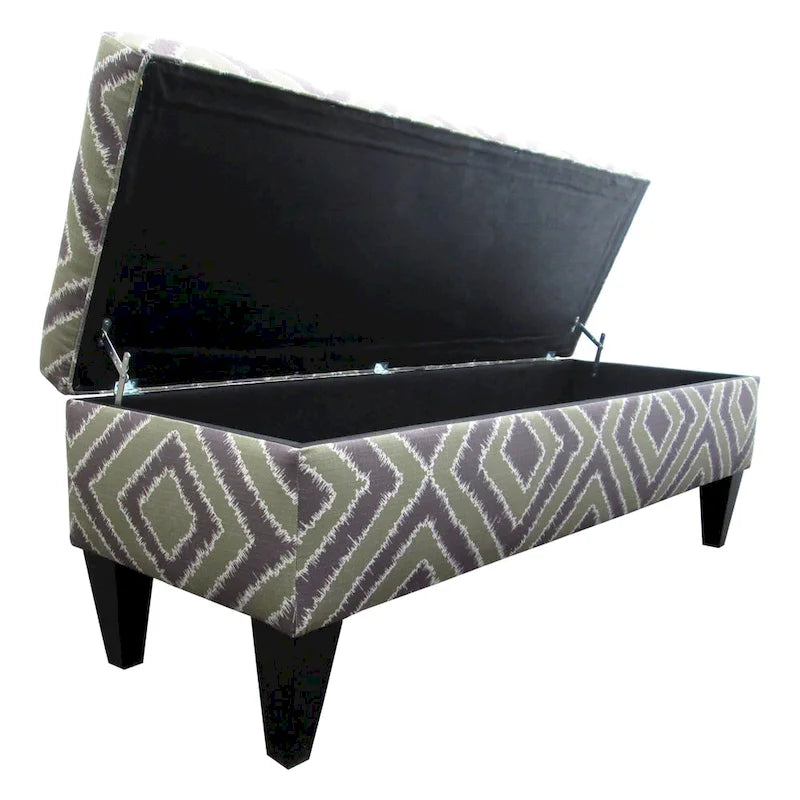 10-Button Tufted Storage Bench with Fabric Upholstery