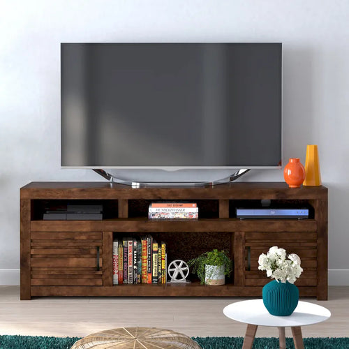 72 inch TV Stand Console for TVs up to 85 inches, No Assembly Required, Whiskey Finish
