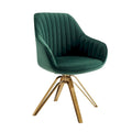 HomeRoots 23 Green Velvet And Gold Swivel Arm Chair - 23