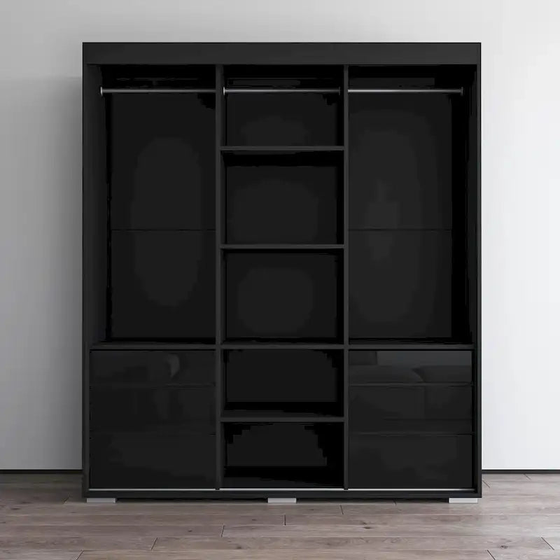3-Door Modern 71-Inch Wardrobe with Mirror