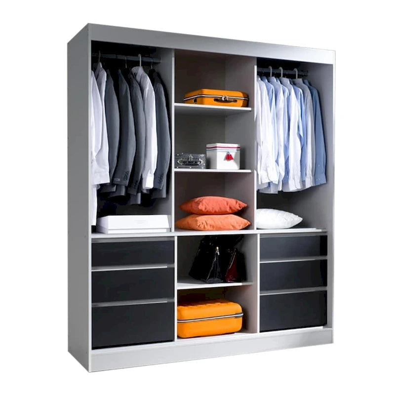 3-Door Modern 71-Inch Wardrobe with Mirror