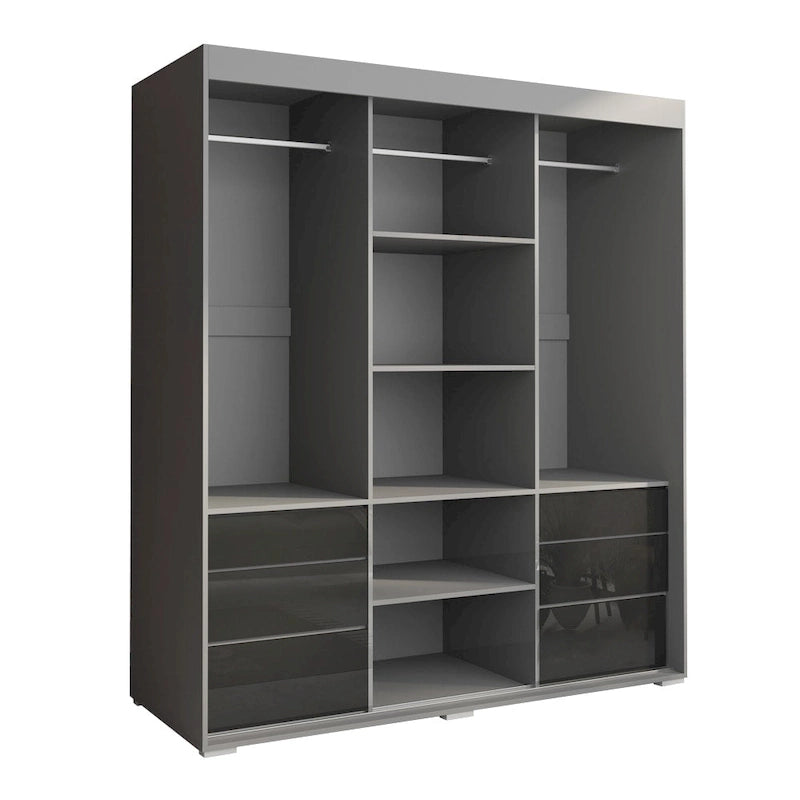 3-Door Modern 71-Inch Wardrobe with Mirror