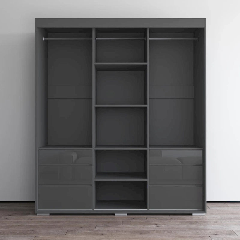 3-Door Modern 71-Inch Wardrobe with Mirror