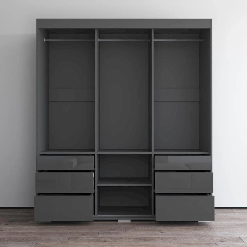 3-Door Modern 71-Inch Wardrobe with Mirror