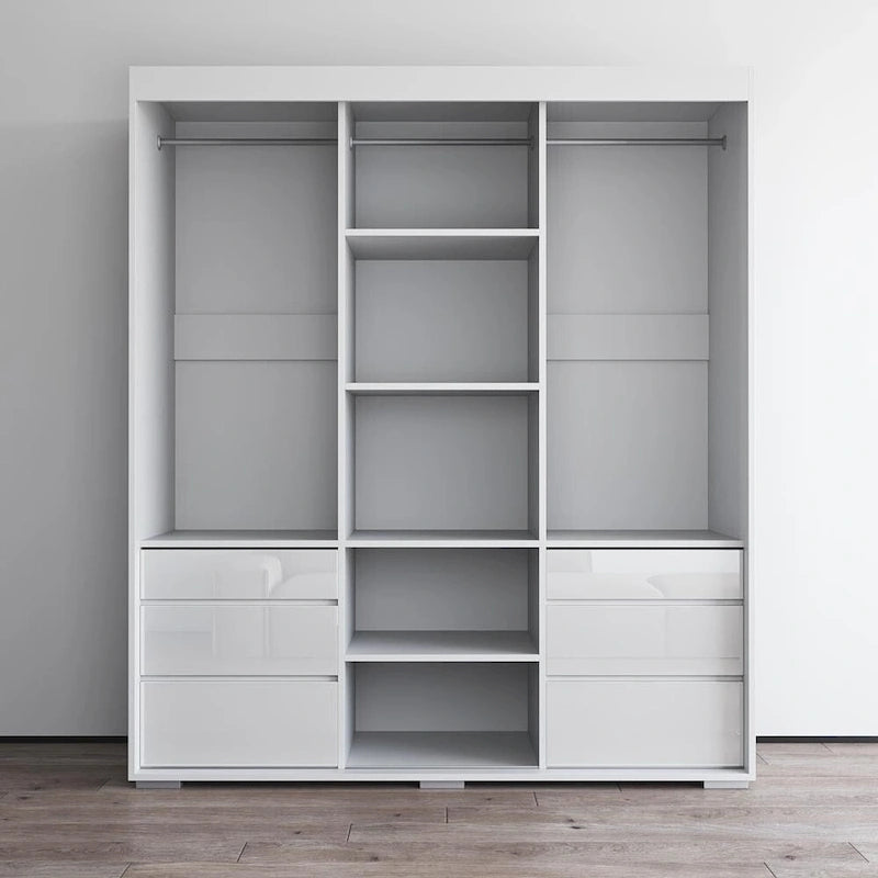 3-Door Modern 71-Inch Wardrobe with Mirror