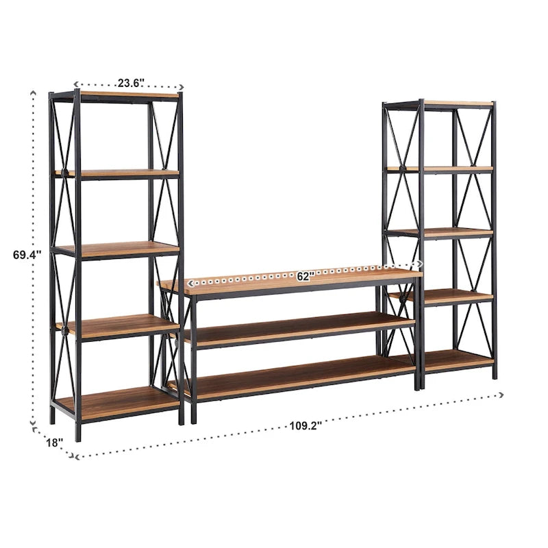 62" W Metal Etagere TV Stand for TVs up to 70"