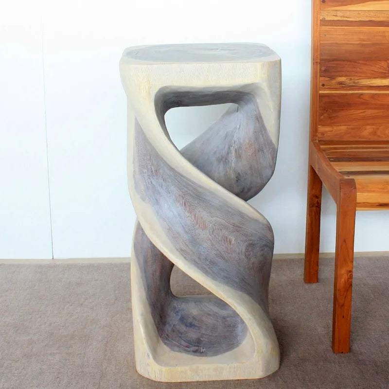 Wood Stool Table 14 in SQ x 30 in H Grey Oil - 14 x 14 x 30