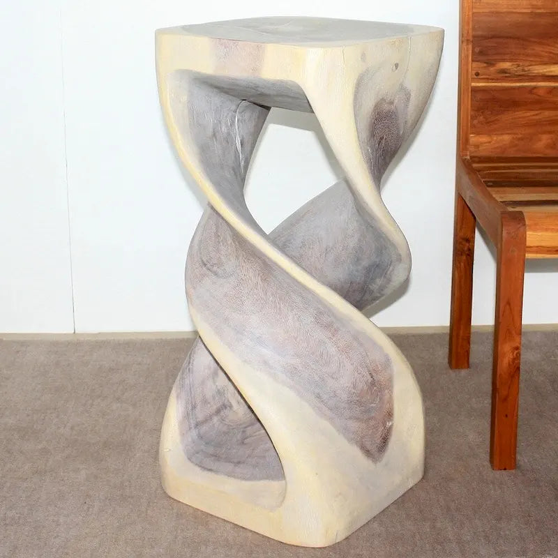 Wood Stool Table 14 in SQ x 30 in H Grey Oil - 14 x 14 x 30