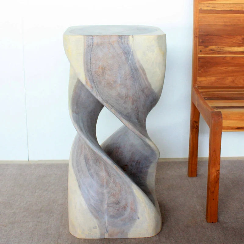 Wood Stool Table 14 in SQ x 30 in H Grey Oil - 14 x 14 x 30