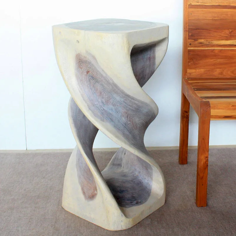 Wood Stool Table 14 in SQ x 30 in H Grey Oil - 14 x 14 x 30