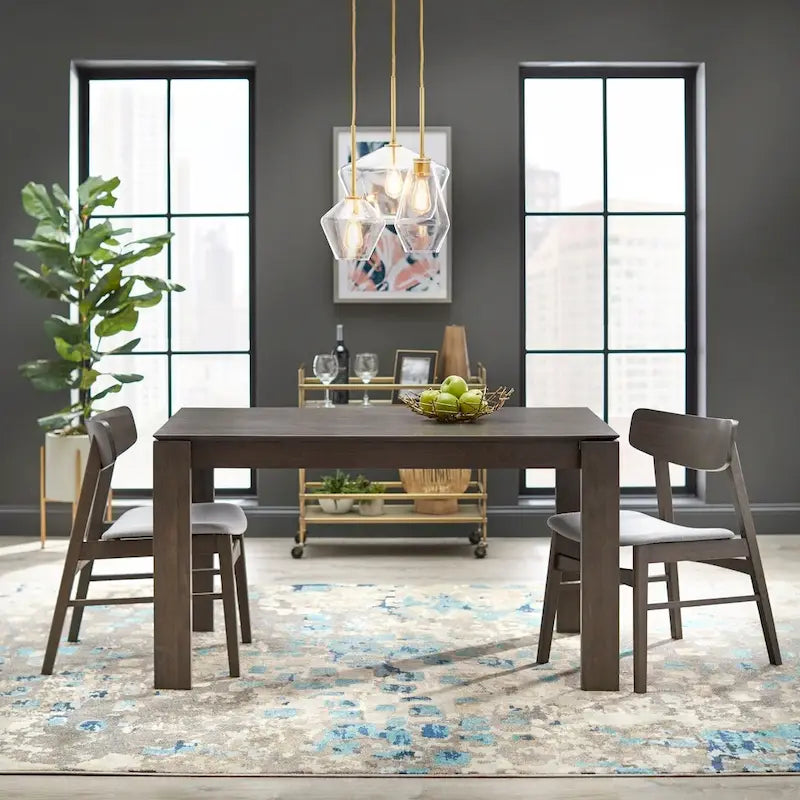 Rustic Grey Dining Table with Ash Veneer Tabletop
