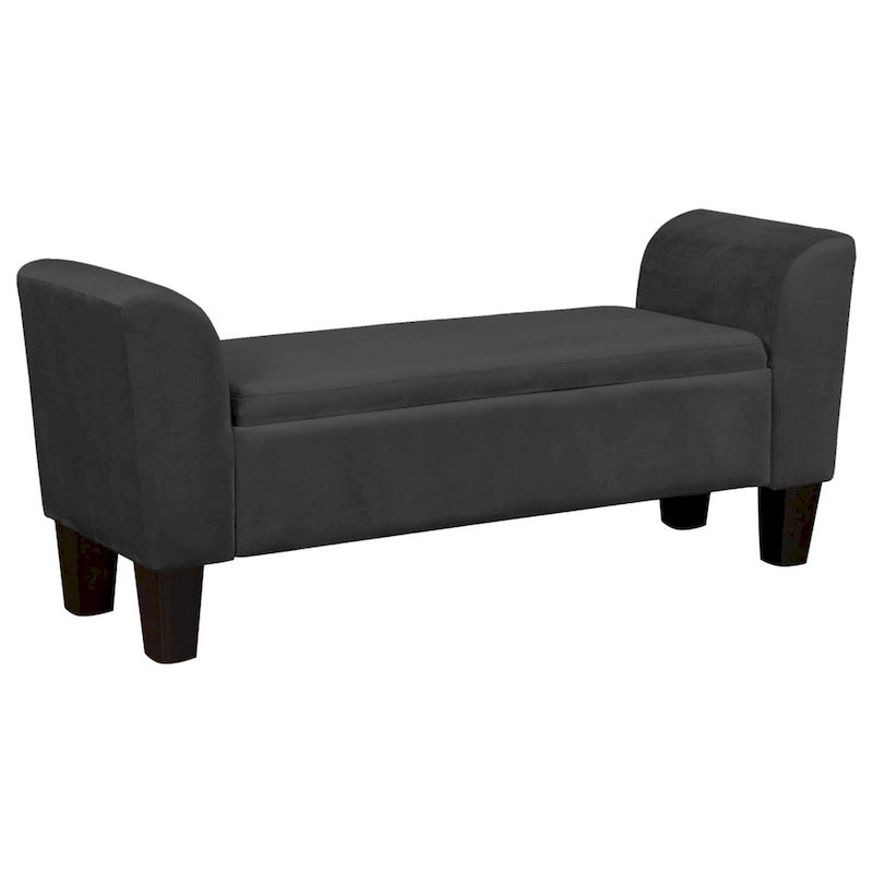 55 Inch Accent Storage Bench with Velvet Upholstery, Black