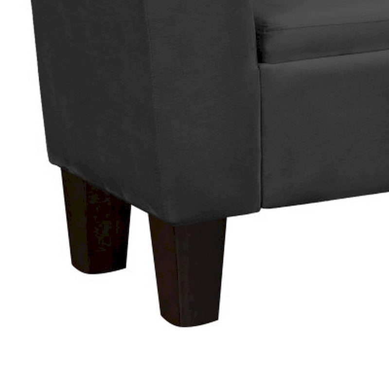 55 Inch Accent Storage Bench with Velvet Upholstery, Black